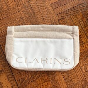 Clarins Elegant Beige and White Pouch